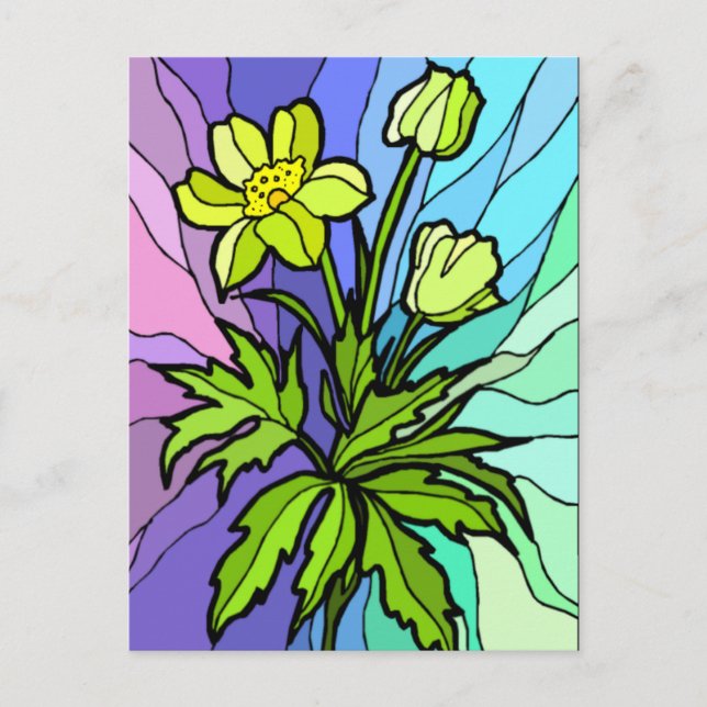 Tarjeta postal Stain Glass Daisy (Anverso)