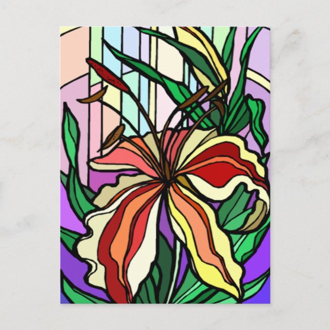 Tarjeta postal Stain Glass Lily (Anverso)