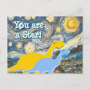 Tarjeta postal Starry Night Dinosaurs