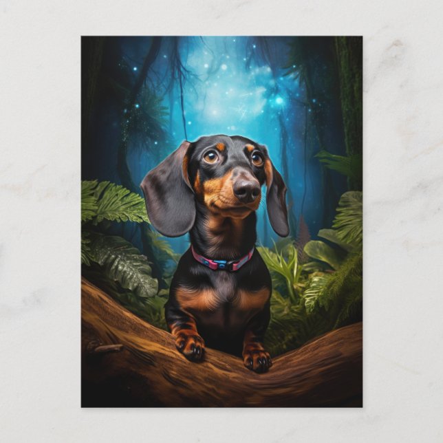 Tarjeta postal Starscape Dachshund (Anverso)