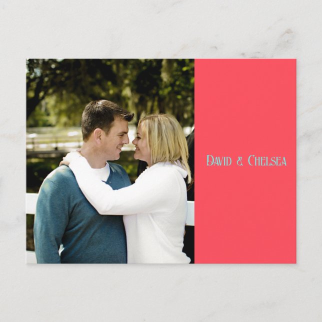 Tarjeta postal STD simple de coral y teal (Anverso)