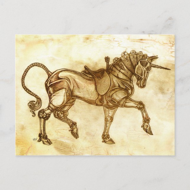 Tarjeta postal Steampunk Unicorn (Anverso)