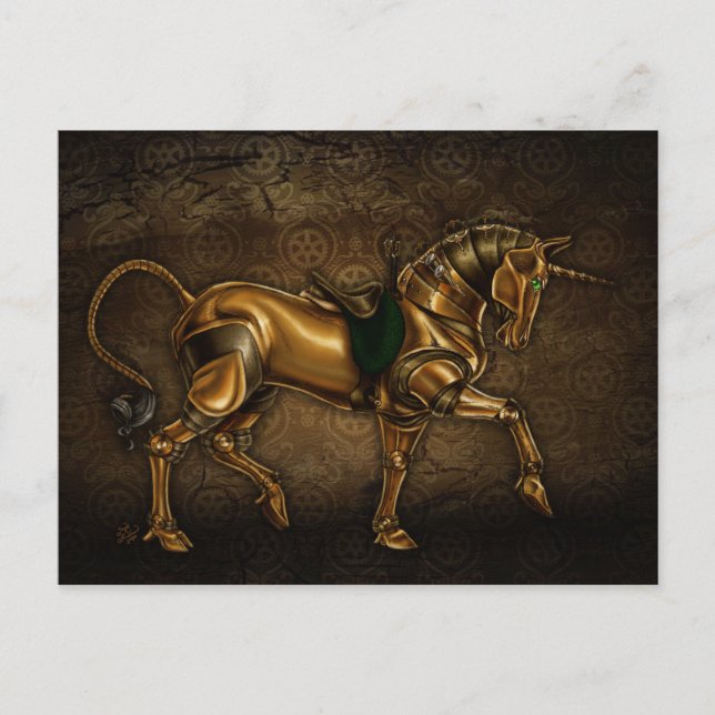 Tarjeta postal Steampunk Unicorn (Anverso)
