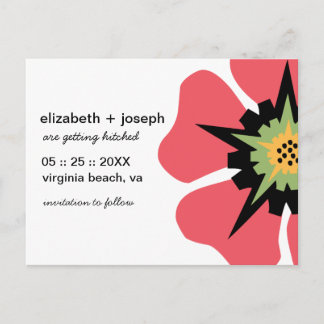 Tarjeta postal Stylized Pansy SAVE THE DATE