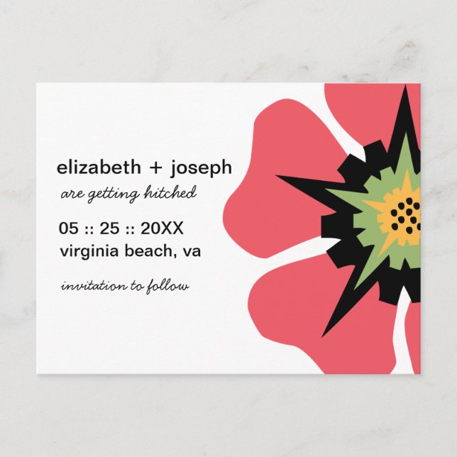 Tarjeta postal Stylized Pansy SAVE THE DATE (Anverso)