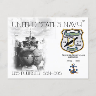 TARJETA POSTAL SUBMARINA DE USS Plunger ssn-595