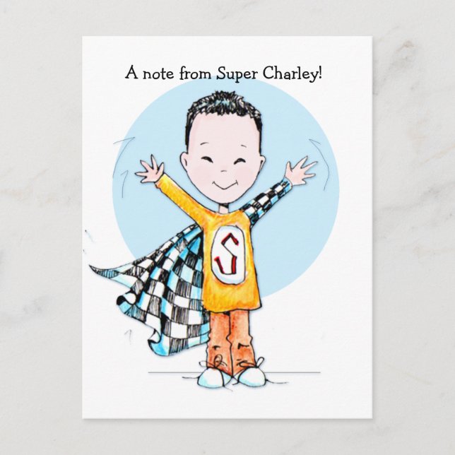 Tarjeta postal Super Duper Boy (Anverso)