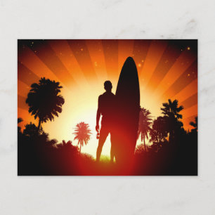 Tarjeta postal Surfer Sunset