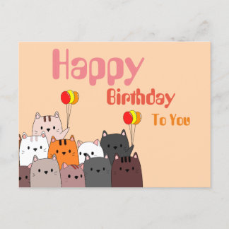 Tarjeta postal Tarjeta de cumpleaños con gato lind
