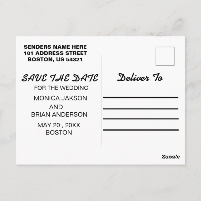 Tarjeta postal, tarjeta postal del Boda, invitació (Reverso)