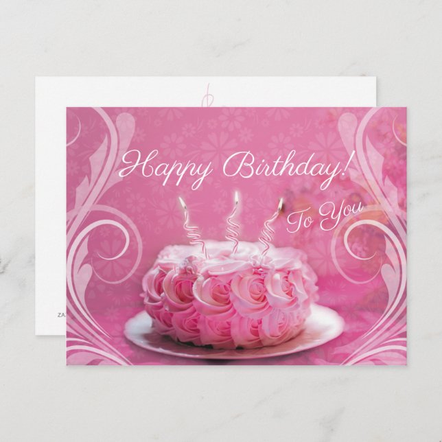 Tarjeta postal - Tarta de cumpleaños (Anverso / Reverso)