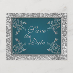 Tarjeta postal Teal on Pewter Save the Date