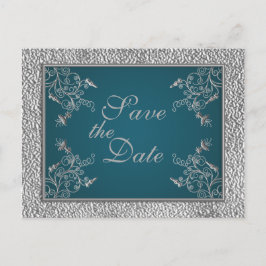 Tarjeta postal Teal on Pewter Save the Date
