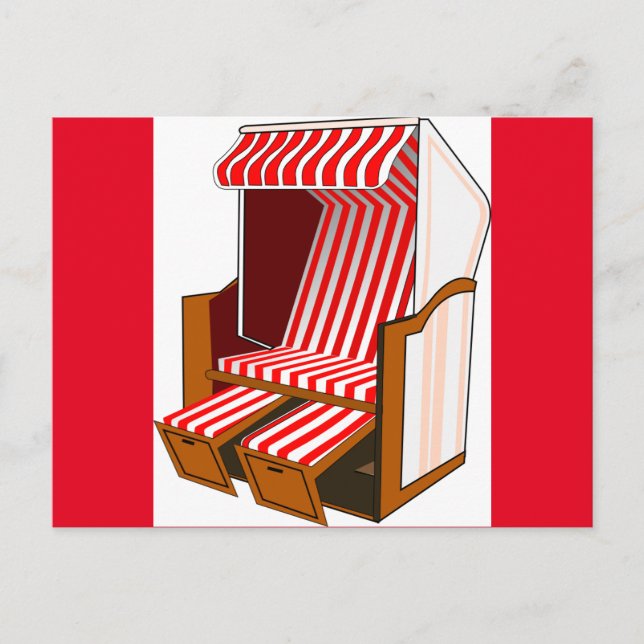 Tarjeta postal temática de silla de playa roja y b (Anverso)