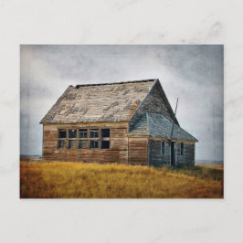 Tarjeta postal texturizada vintage de escuela rura