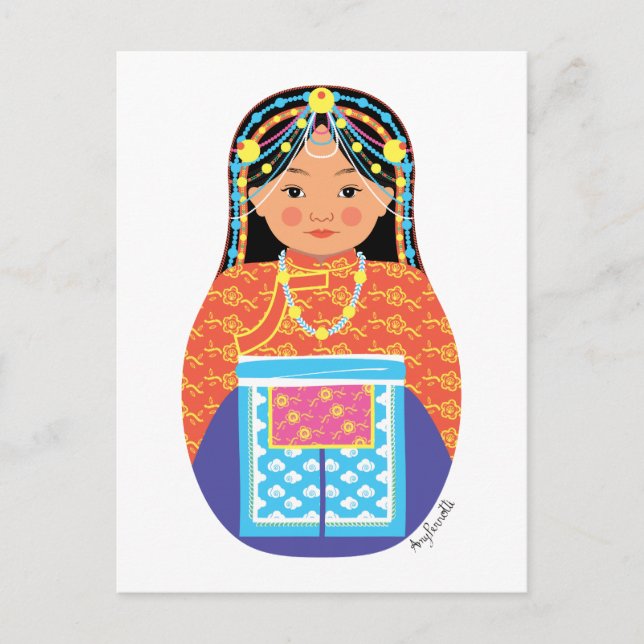 Tarjeta postal tibetana de Matryoshka (Anverso)