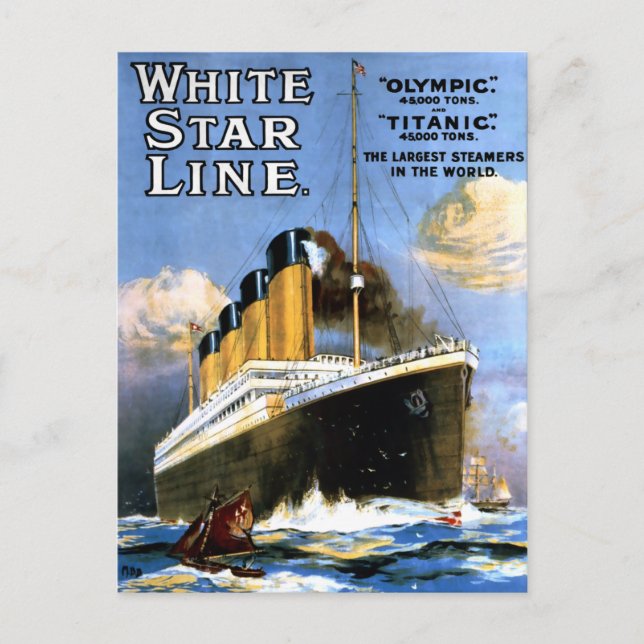Tarjeta postal Titanic de la línea White Star (Anverso)