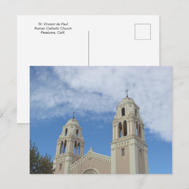 Tarjeta postal - Torres de campanario en Petaluma (Anverso / Reverso)