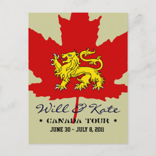 Tarjeta postal Tour Will and Kate CANADA