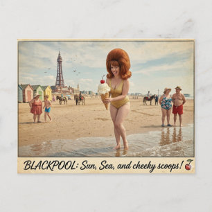 Tarjeta postal traviesa clásica de Blackpool