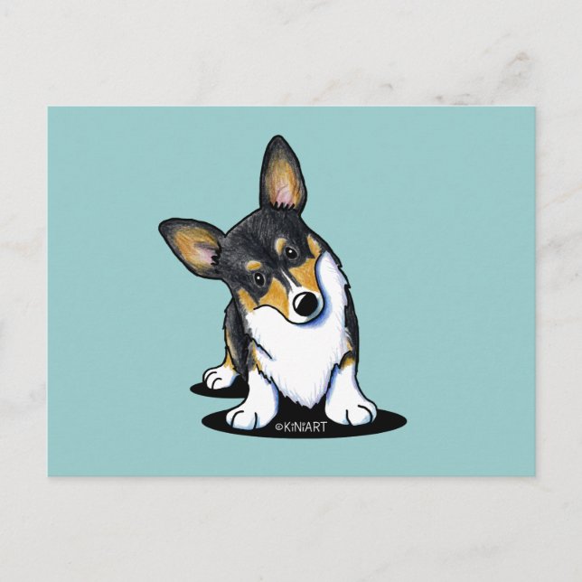 Tarjeta postal Tri Curious Corgi (Anverso)