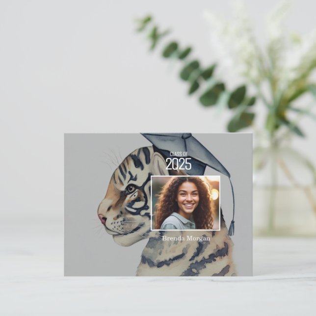 Tarjeta postal única de anuncio de graduación (Anverso de pie)