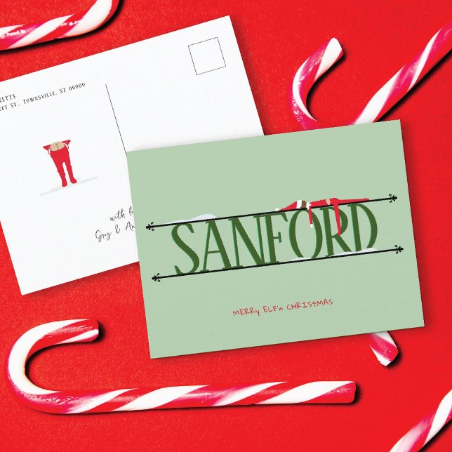 Tarjeta postal verde de Navidad con travesuras de  (Subido por el creador)