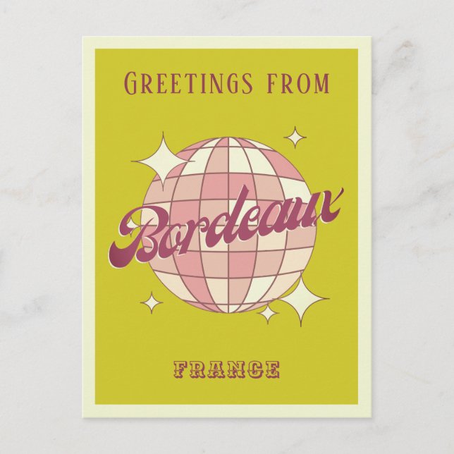 Tarjeta postal verde retro vintage de la ciudad de (Anverso)