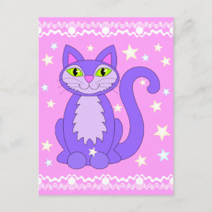 Tarjeta postal vertical de arte de gatos de diseño