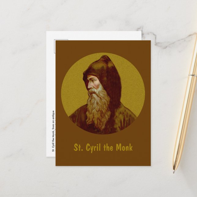 Tarjeta postal vertical St. Cyril the Monk (M 002) (Anverso/Reverso In Situ)