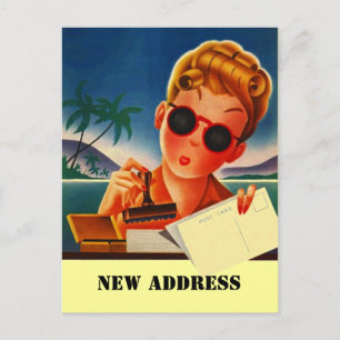 Tarjeta Postal Viajes Retro Contacto Nueva Direcci