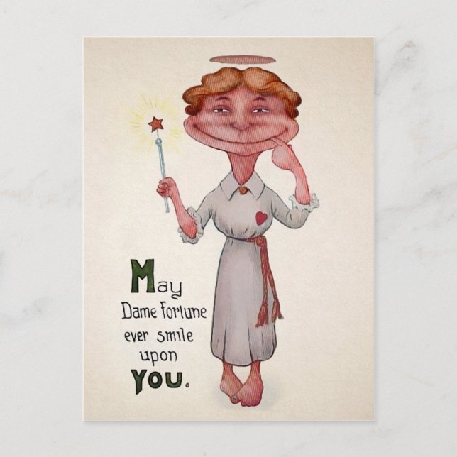 Tarjeta postal victoriana antigua de dama extraña (Anverso)