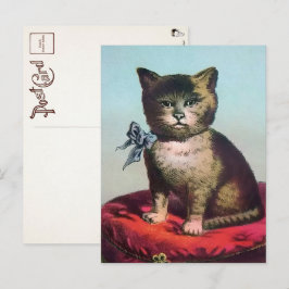 Tarjeta postal victoriana de gato extraño