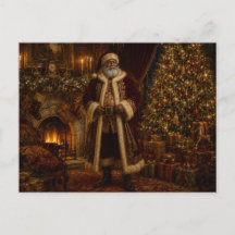 Tarjeta postal victoriana de Navidad de Santa Negr