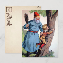Tarjeta postal victoriana de Papá Noel con niño tr