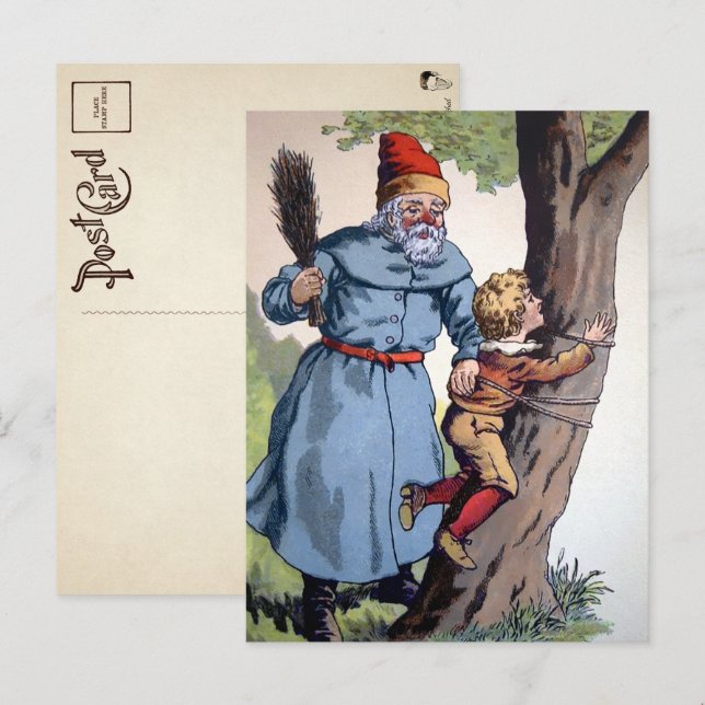 Tarjeta postal victoriana de Papá Noel con niño tr (Anverso / Reverso)