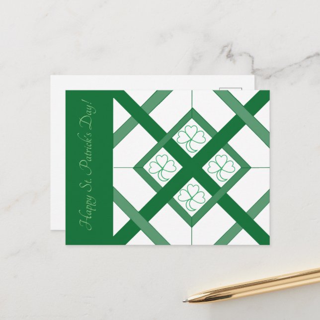 Tarjeta postal - Vidrio emplomado de trébol (Anverso/Reverso In Situ)