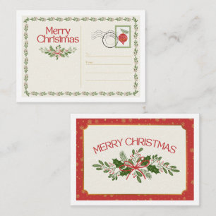 Tarjeta postal vintage adorable de Feliz Navidad r