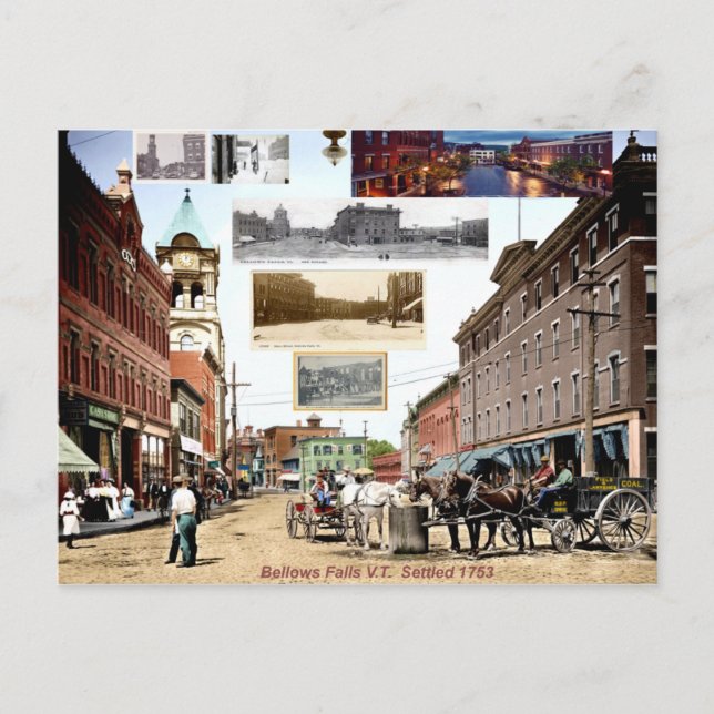 tarjeta postal vintage bellows-falls (Anverso)