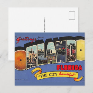 Tarjeta postal vintage colorida de Orlando