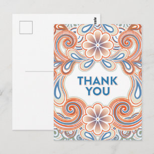 Tarjeta postal vintage de agradecimiento con flore