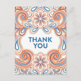 Tarjeta postal vintage de agradecimiento con flore