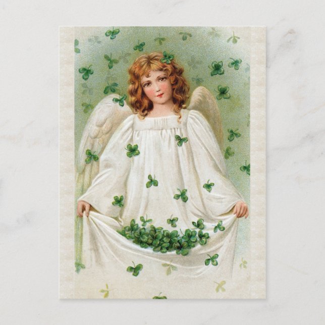 Tarjeta postal vintage de ángel irlandés (Anverso)