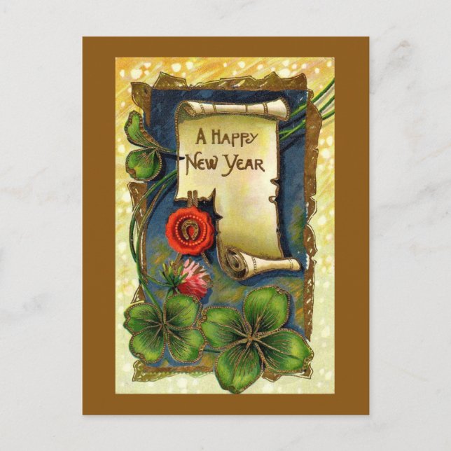 Tarjeta postal vintage de Año Nuevo (Anverso)