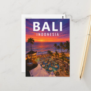 Tarjeta Postal Vintage de Bali – Atardecer en Finn