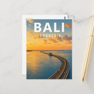 Tarjeta Postal Vintage de Bali – Carretera de Peaj