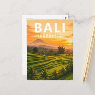Tarjeta Postal Vintage de Bali - Terrazas de Arroz