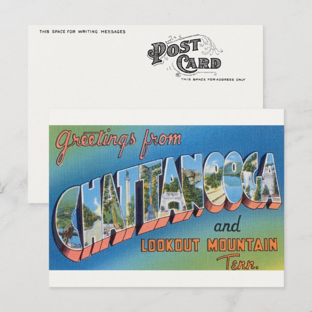 Tarjeta postal vintage de Chattanooga, TN y Signal (Anverso / Reverso)