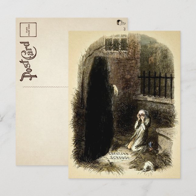 Tarjeta postal vintage de Ebenezer Scrooge (Anverso / Reverso)