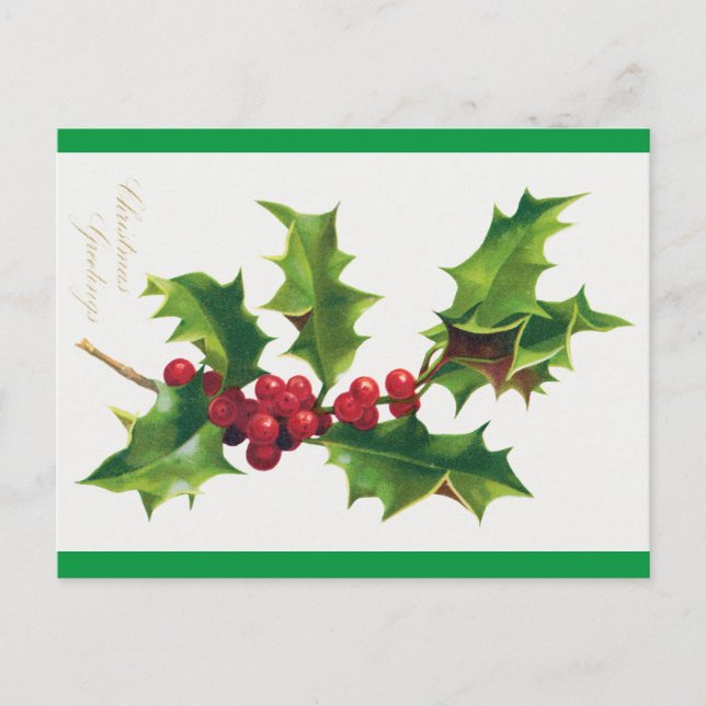 Tarjeta postal vintage de felicitaciones navideñas (Anverso)